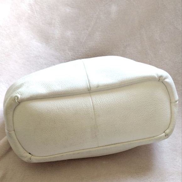 🤍 Vintage Fossil Chalk White Pebbled Leather Mini Hobo Handbag Woven Handles - Picture 5 of 10